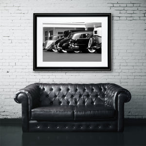 Fine Art Print, Vintage Cars, Black and White