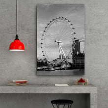 Load image into Gallery viewer, Fine Art Metal Print, Black &amp; White, London Eye, Ferris Wheel