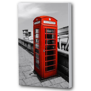 Fine Art Canvas Print, London England, Phone Booth
