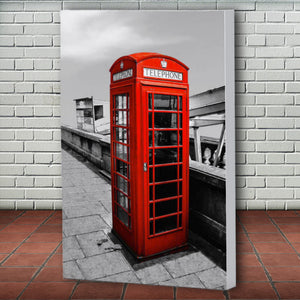 Fine Art Canvas Print, London England, Phone Booth