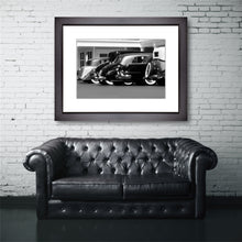 Load image into Gallery viewer, Framed Fine Art Print, Vintage Cars, Black and White