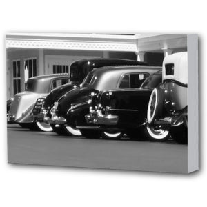 Fine Art Canvas Print, Black & White, Antique Cars