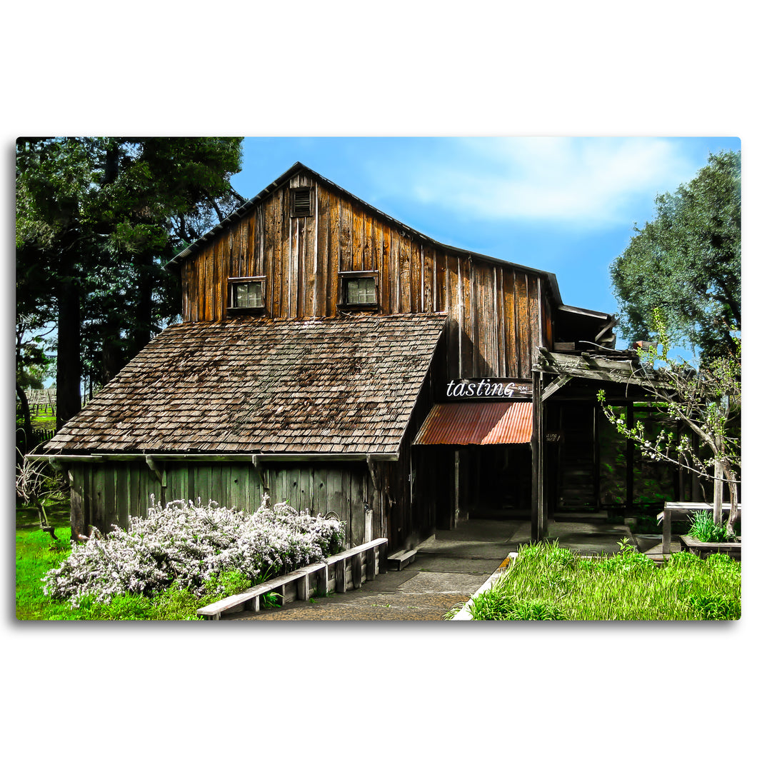 Fine Art Metal Print, Color Photography, California, Wine Country, Old Barn